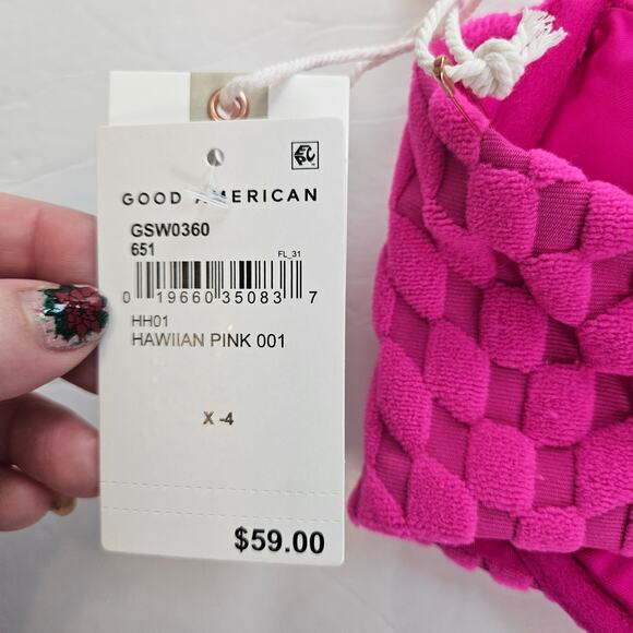 Good American Jacquard Demi Cup Bikini Top Hawaiian Pink Women's XLarge Beach - Picture 6 of 13